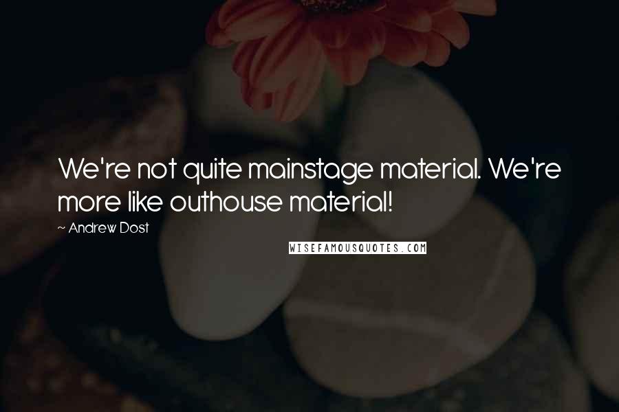 Andrew Dost Quotes: We're not quite mainstage material. We're more like outhouse material!