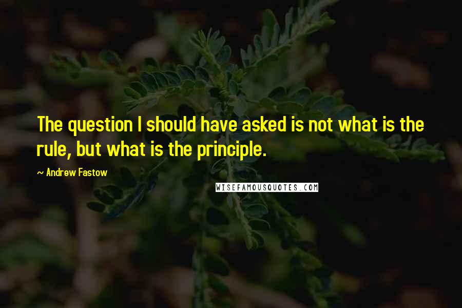 Andrew Fastow Quotes: The question I should have asked is not what is the rule, but what is the principle.