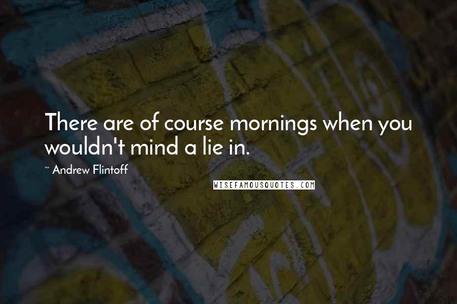 Andrew Flintoff Quotes: There are of course mornings when you wouldn't mind a lie in.