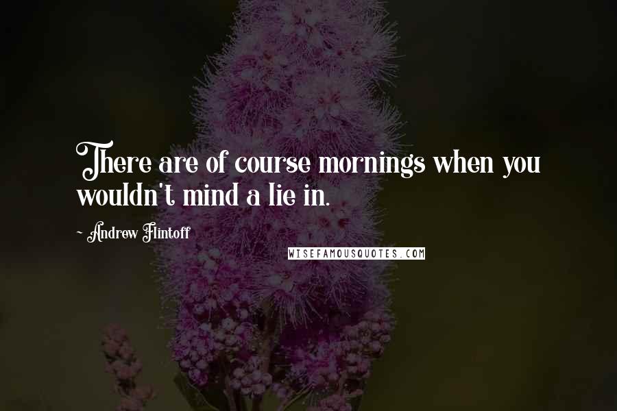 Andrew Flintoff Quotes: There are of course mornings when you wouldn't mind a lie in.