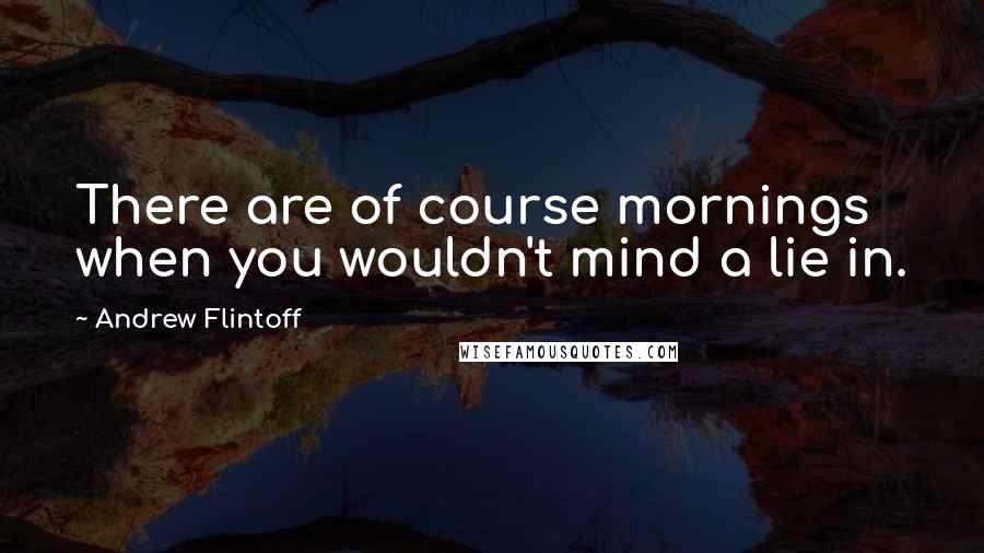 Andrew Flintoff Quotes: There are of course mornings when you wouldn't mind a lie in.