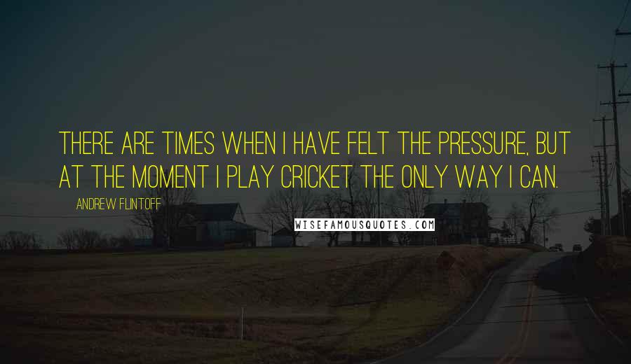 Andrew Flintoff Quotes: There are times when I have felt the pressure, but at the moment I play cricket the only way I can.