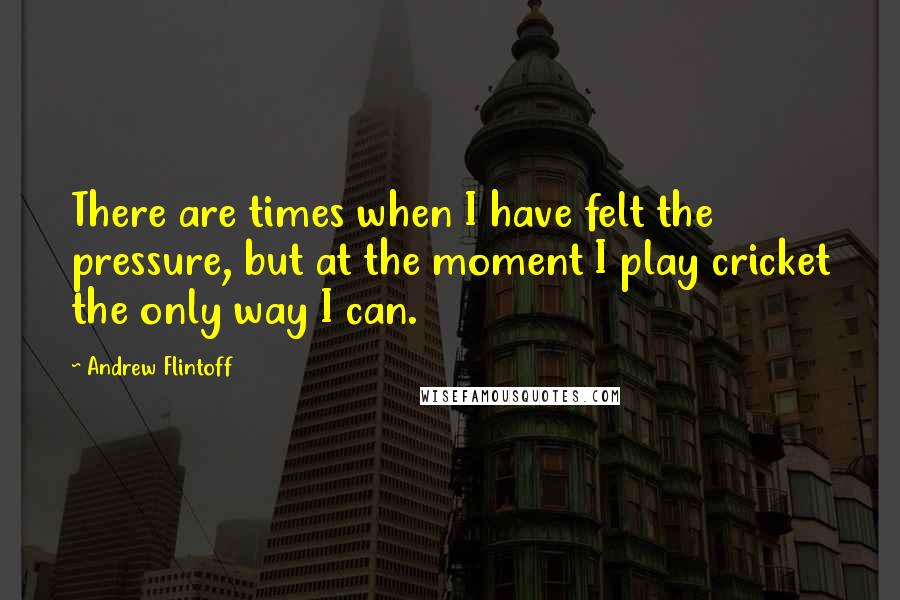 Andrew Flintoff Quotes: There are times when I have felt the pressure, but at the moment I play cricket the only way I can.