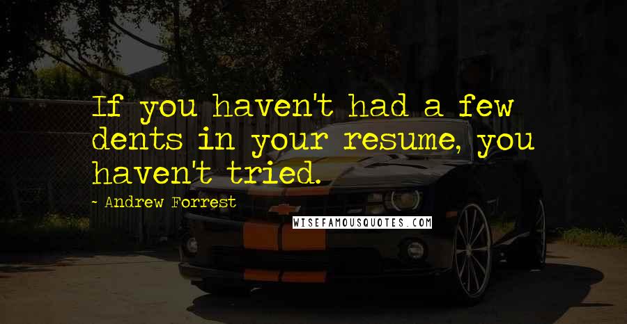 Andrew Forrest Quotes: If you haven't had a few dents in your resume, you haven't tried.