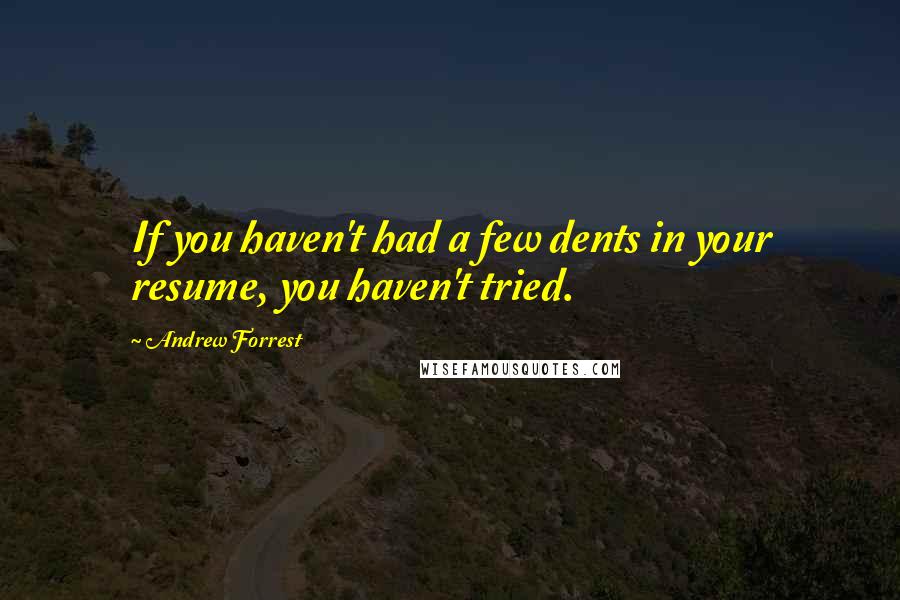 Andrew Forrest Quotes: If you haven't had a few dents in your resume, you haven't tried.