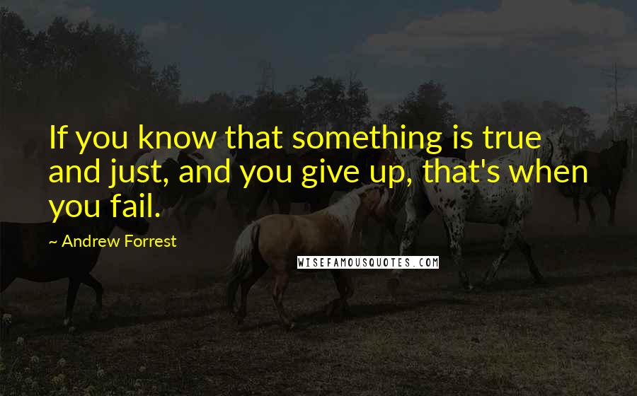 Andrew Forrest Quotes: If you know that something is true and just, and you give up, that's when you fail.