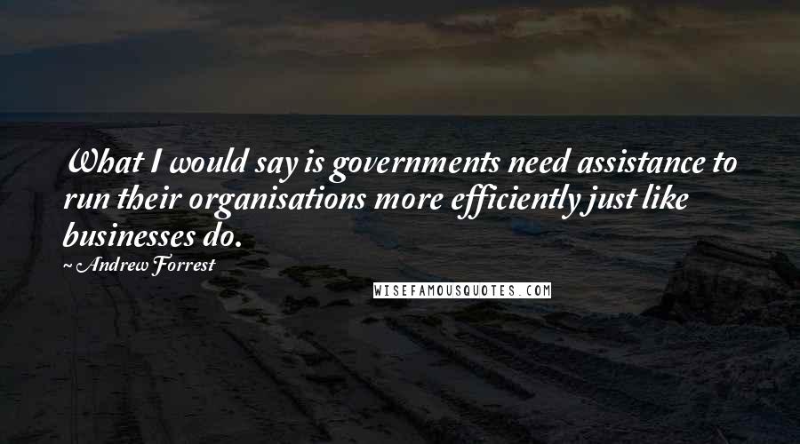 Andrew Forrest Quotes: What I would say is governments need assistance to run their organisations more efficiently just like businesses do.