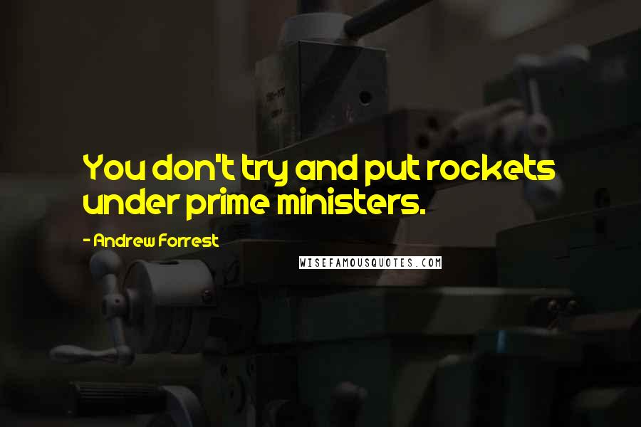 Andrew Forrest Quotes: You don't try and put rockets under prime ministers.