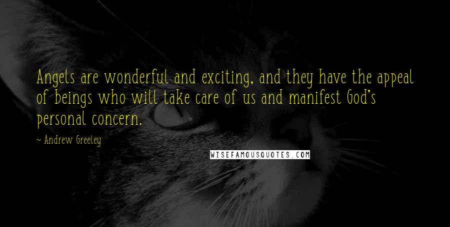 Andrew Greeley Quotes: Angels are wonderful and exciting, and they have the appeal of beings who will take care of us and manifest God's personal concern.