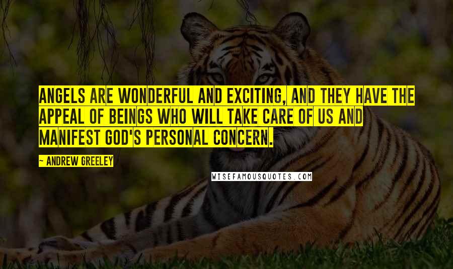 Andrew Greeley Quotes: Angels are wonderful and exciting, and they have the appeal of beings who will take care of us and manifest God's personal concern.