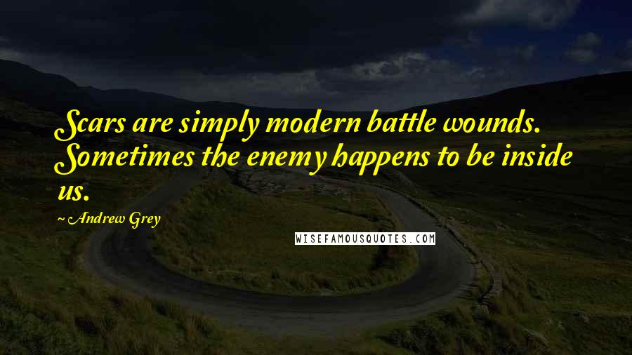 Andrew Grey Quotes: Scars are simply modern battle wounds. Sometimes the enemy happens to be inside us.