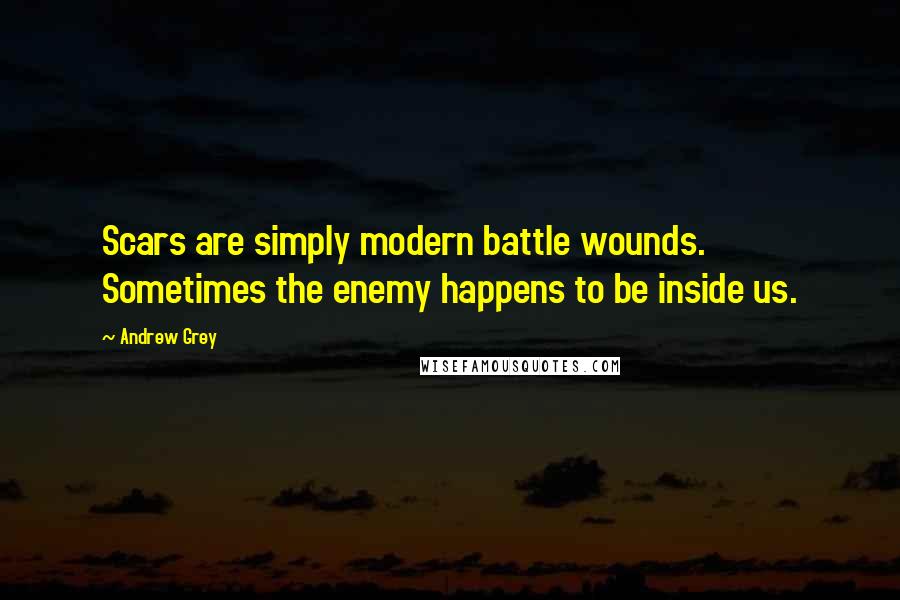 Andrew Grey Quotes: Scars are simply modern battle wounds. Sometimes the enemy happens to be inside us.