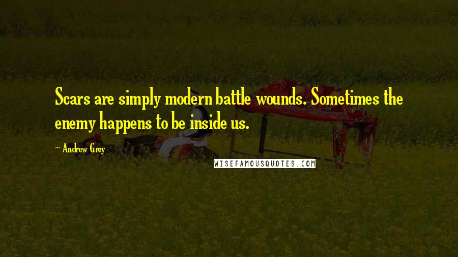 Andrew Grey Quotes: Scars are simply modern battle wounds. Sometimes the enemy happens to be inside us.