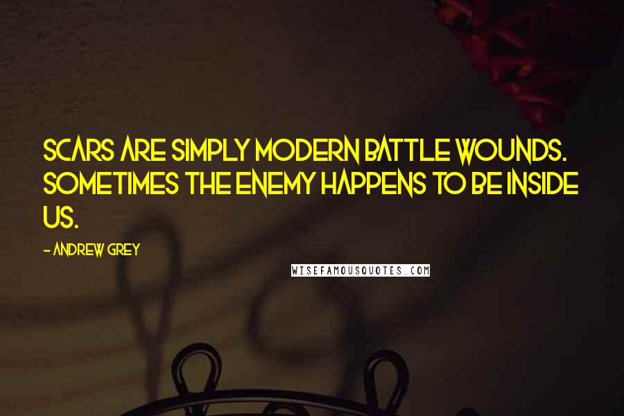 Andrew Grey Quotes: Scars are simply modern battle wounds. Sometimes the enemy happens to be inside us.