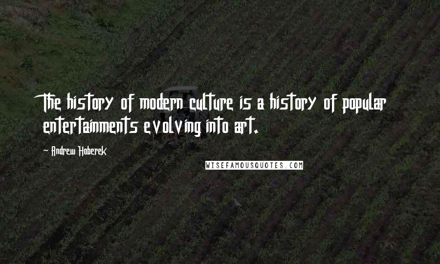 Andrew Hoberek Quotes: The history of modern culture is a history of popular entertainments evolving into art.