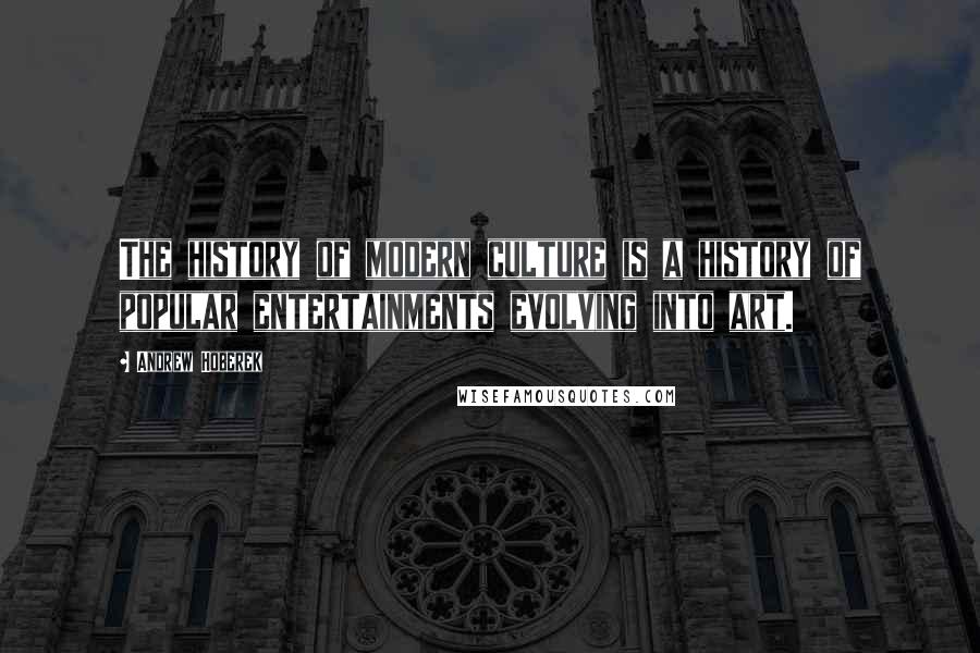 Andrew Hoberek Quotes: The history of modern culture is a history of popular entertainments evolving into art.