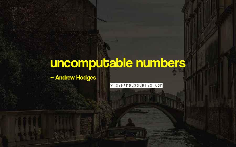 Andrew Hodges Quotes: uncomputable numbers