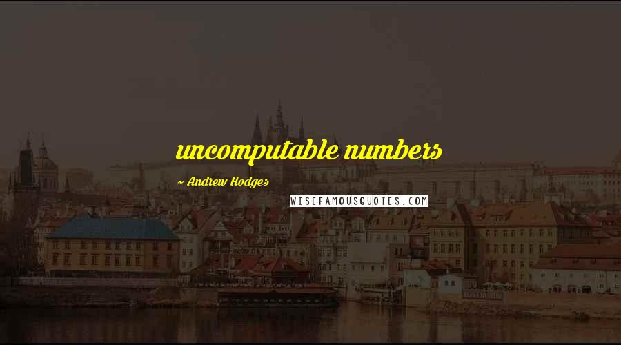 Andrew Hodges Quotes: uncomputable numbers