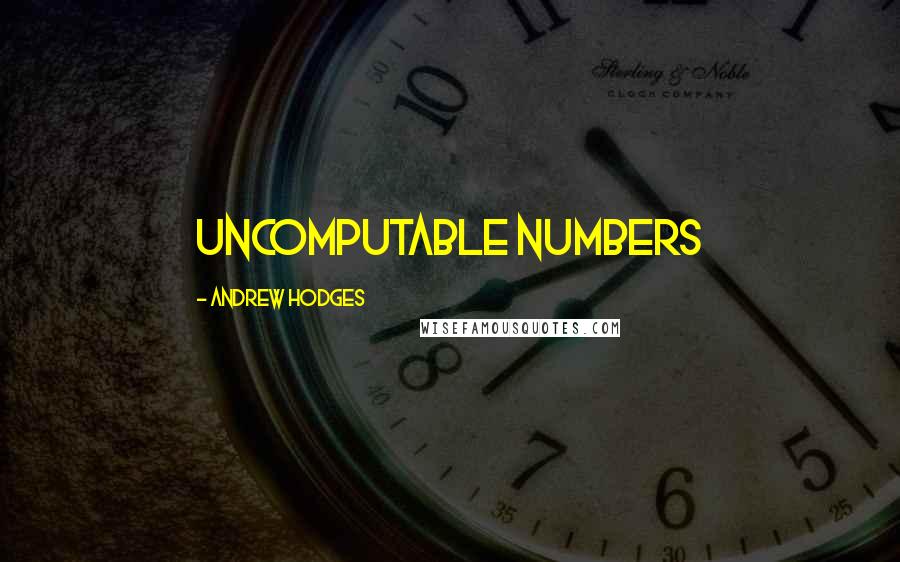 Andrew Hodges Quotes: uncomputable numbers