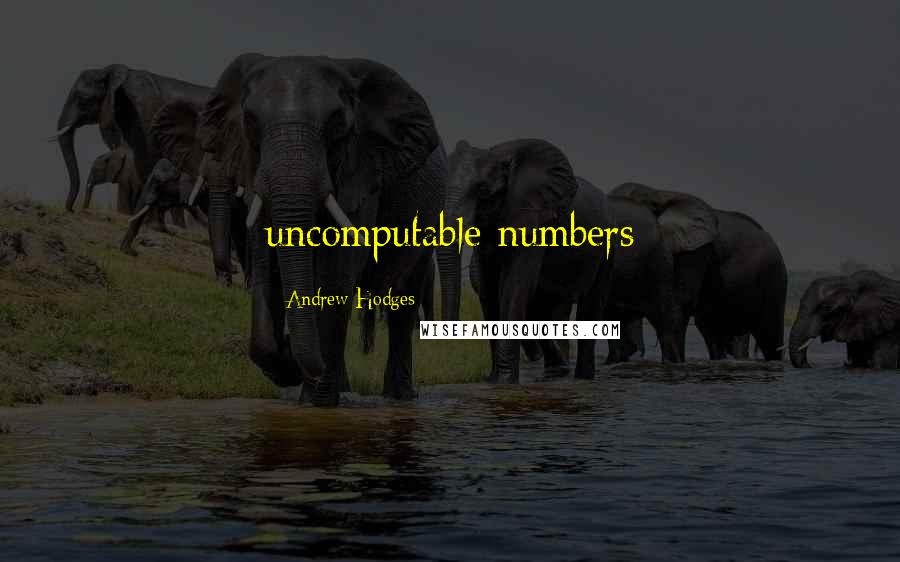 Andrew Hodges Quotes: uncomputable numbers