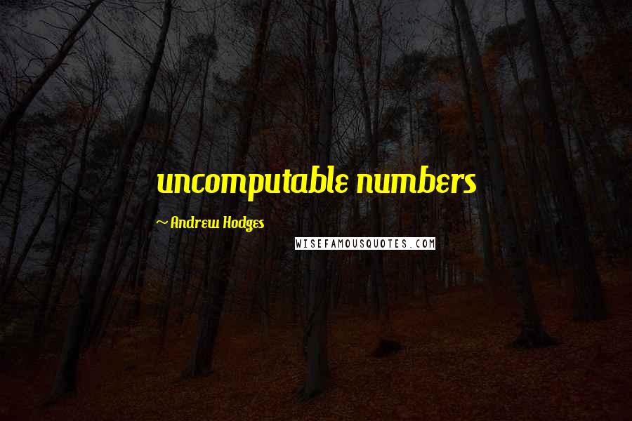 Andrew Hodges Quotes: uncomputable numbers