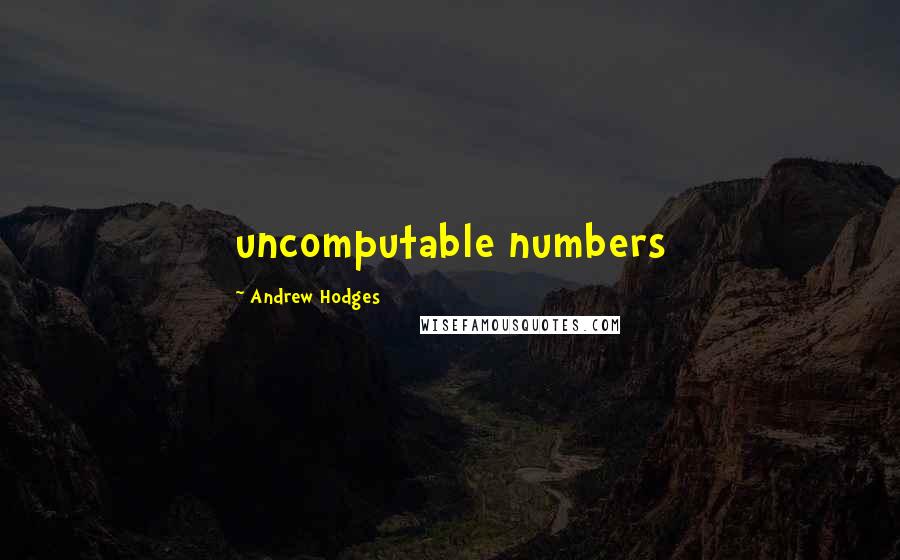 Andrew Hodges Quotes: uncomputable numbers