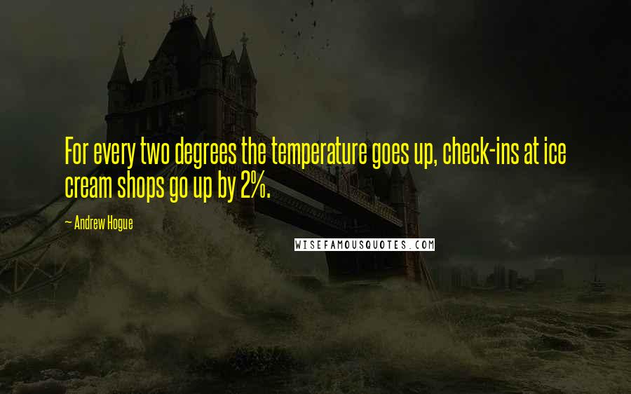 Andrew Hogue Quotes: For every two degrees the temperature goes up, check-ins at ice cream shops go up by 2%.