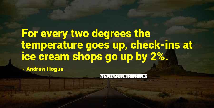 Andrew Hogue Quotes: For every two degrees the temperature goes up, check-ins at ice cream shops go up by 2%.