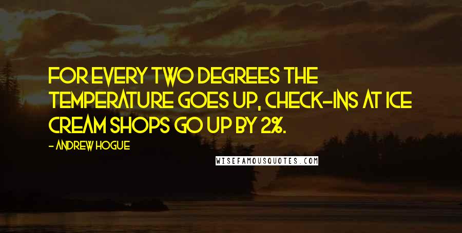 Andrew Hogue Quotes: For every two degrees the temperature goes up, check-ins at ice cream shops go up by 2%.