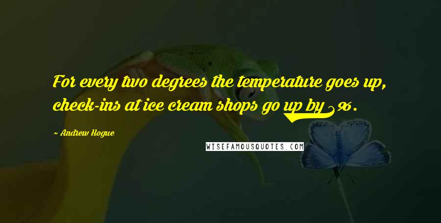 Andrew Hogue Quotes: For every two degrees the temperature goes up, check-ins at ice cream shops go up by 2%.