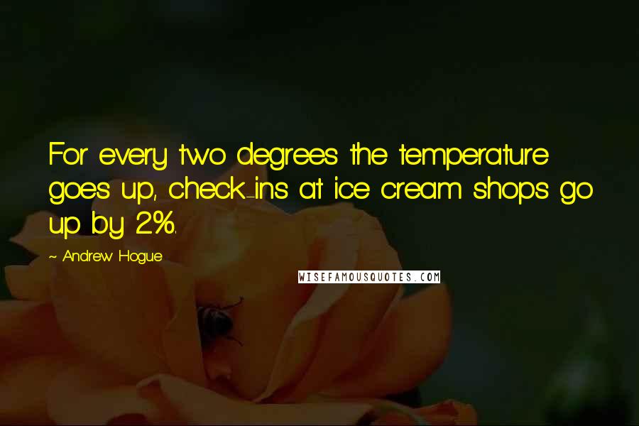 Andrew Hogue Quotes: For every two degrees the temperature goes up, check-ins at ice cream shops go up by 2%.