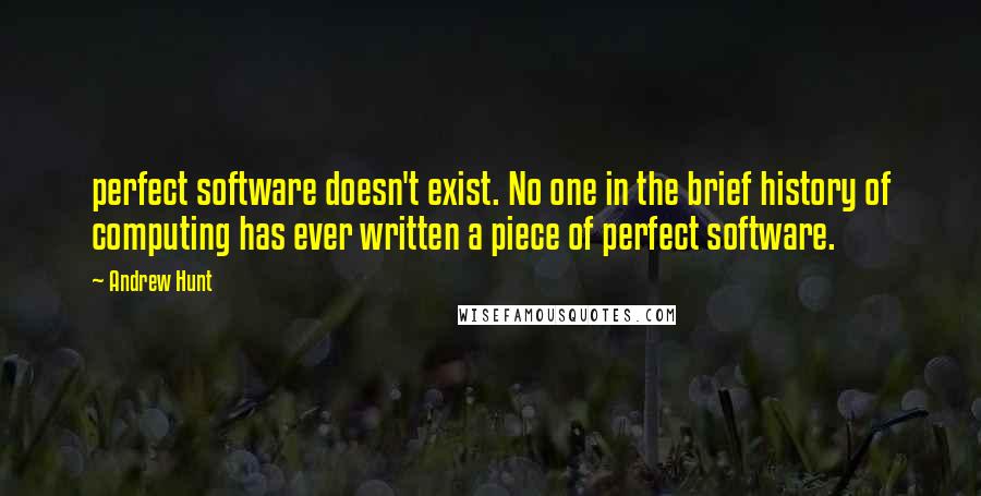 Andrew Hunt Quotes: perfect software doesn't exist. No one in the brief history of computing has ever written a piece of perfect software.