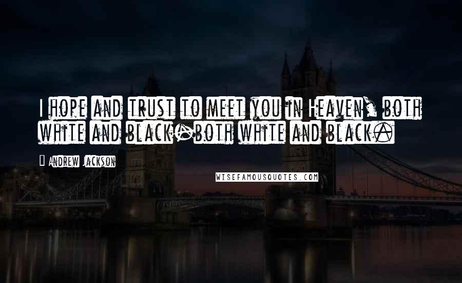 Andrew Jackson Quotes: I hope and trust to meet you in Heaven, both white and black-both white and black.