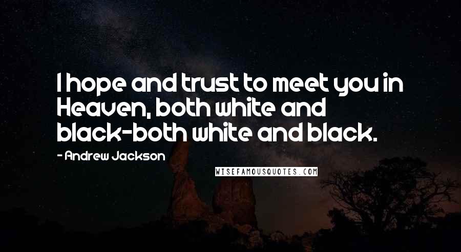 Andrew Jackson Quotes: I hope and trust to meet you in Heaven, both white and black-both white and black.