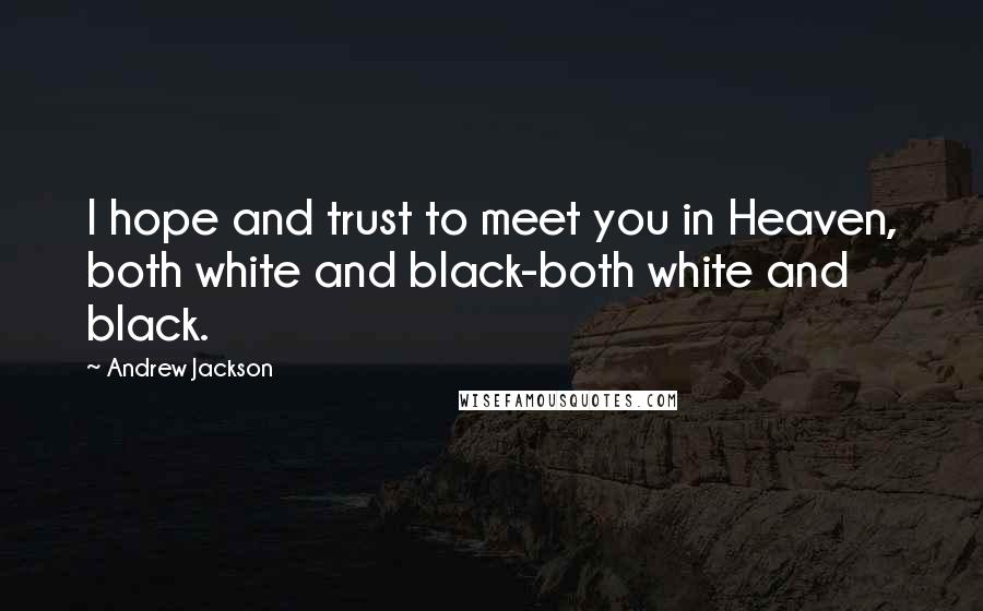 Andrew Jackson Quotes: I hope and trust to meet you in Heaven, both white and black-both white and black.