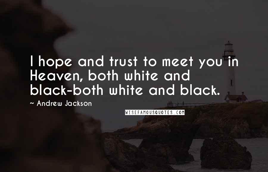 Andrew Jackson Quotes: I hope and trust to meet you in Heaven, both white and black-both white and black.