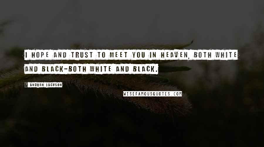 Andrew Jackson Quotes: I hope and trust to meet you in Heaven, both white and black-both white and black.