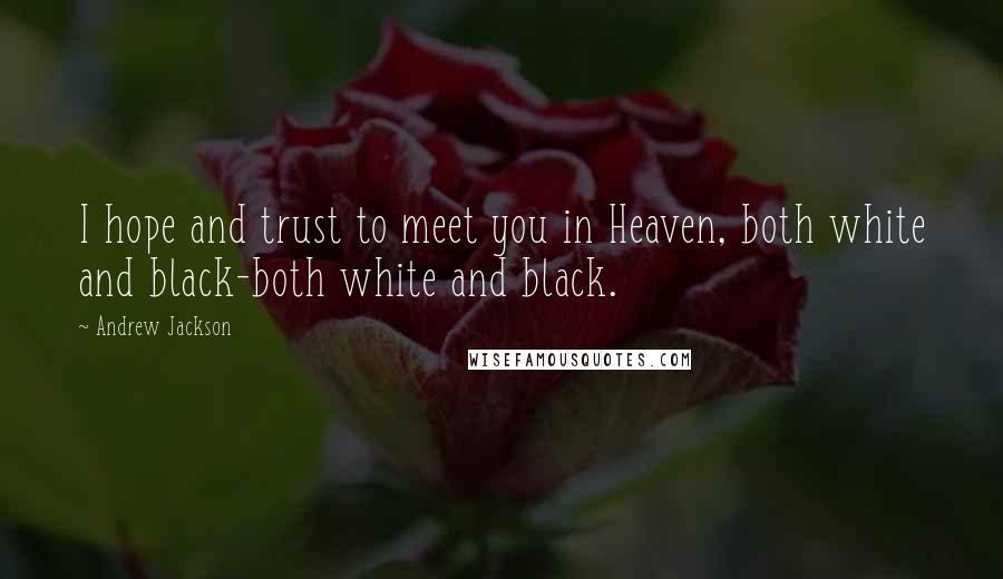 Andrew Jackson Quotes: I hope and trust to meet you in Heaven, both white and black-both white and black.