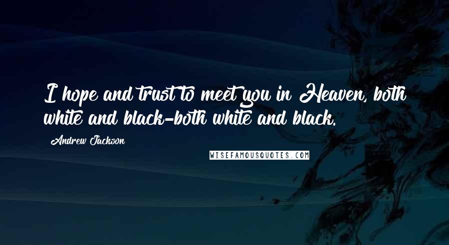 Andrew Jackson Quotes: I hope and trust to meet you in Heaven, both white and black-both white and black.