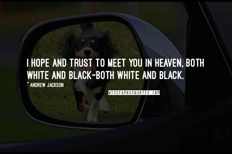 Andrew Jackson Quotes: I hope and trust to meet you in Heaven, both white and black-both white and black.