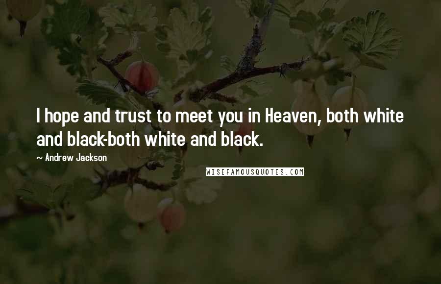 Andrew Jackson Quotes: I hope and trust to meet you in Heaven, both white and black-both white and black.