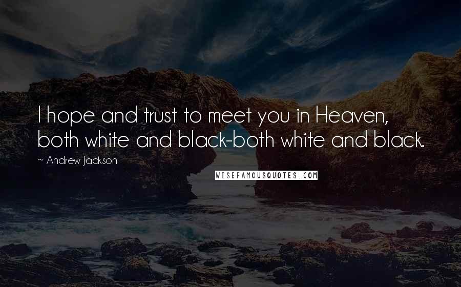 Andrew Jackson Quotes: I hope and trust to meet you in Heaven, both white and black-both white and black.