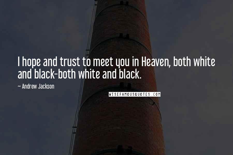 Andrew Jackson Quotes: I hope and trust to meet you in Heaven, both white and black-both white and black.