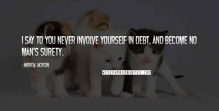 Andrew Jackson Quotes: I say to you never involve yourself in debt, and become no man's surety.