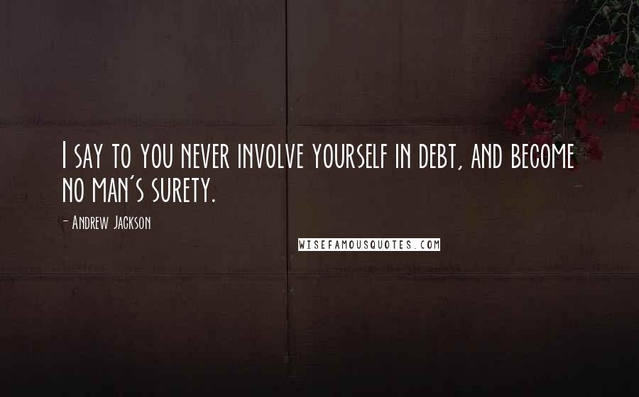 Andrew Jackson Quotes: I say to you never involve yourself in debt, and become no man's surety.