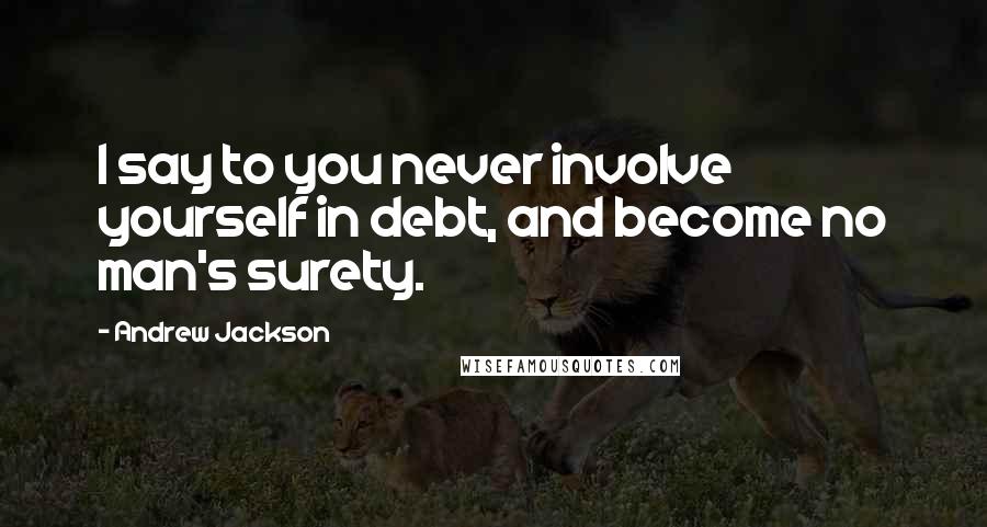 Andrew Jackson Quotes: I say to you never involve yourself in debt, and become no man's surety.