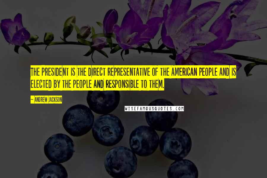 Andrew Jackson Quotes: The President is the direct representative of the American people and is elected by the people and responsible to them.