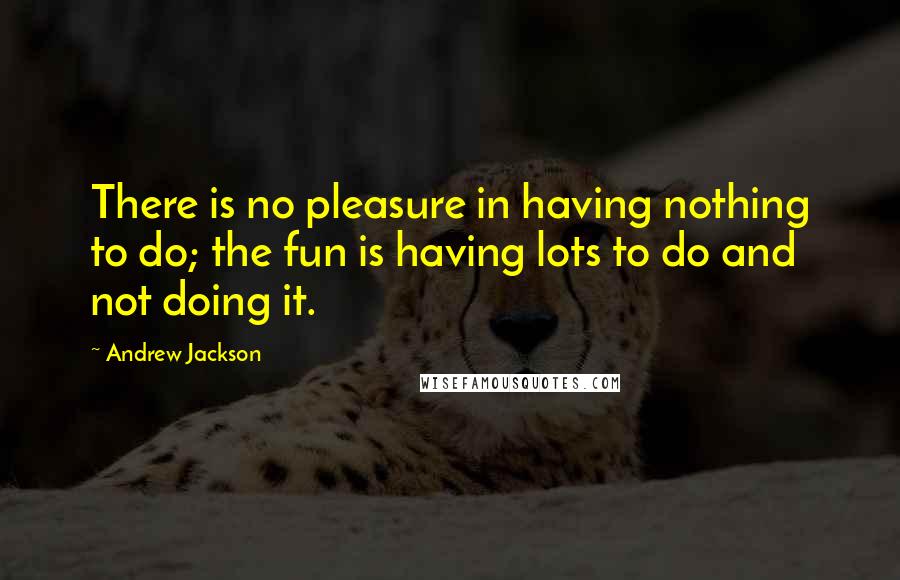 Andrew Jackson Quotes: There is no pleasure in having nothing to do; the fun is having lots to do and not doing it.