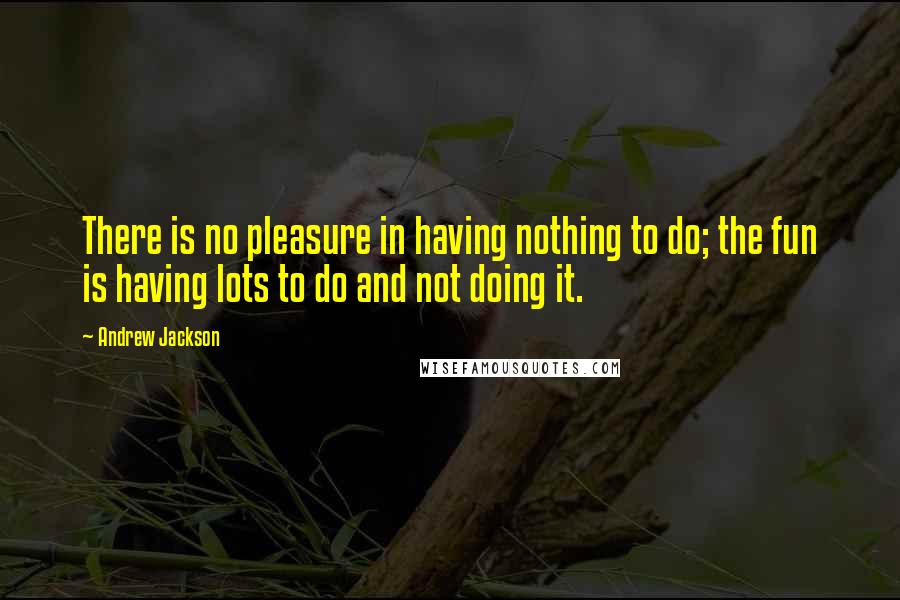 Andrew Jackson Quotes: There is no pleasure in having nothing to do; the fun is having lots to do and not doing it.