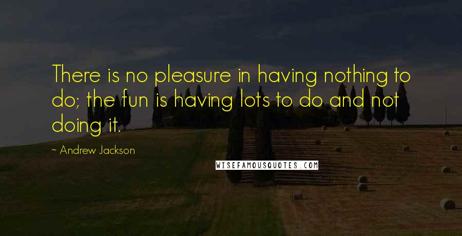 Andrew Jackson Quotes: There is no pleasure in having nothing to do; the fun is having lots to do and not doing it.